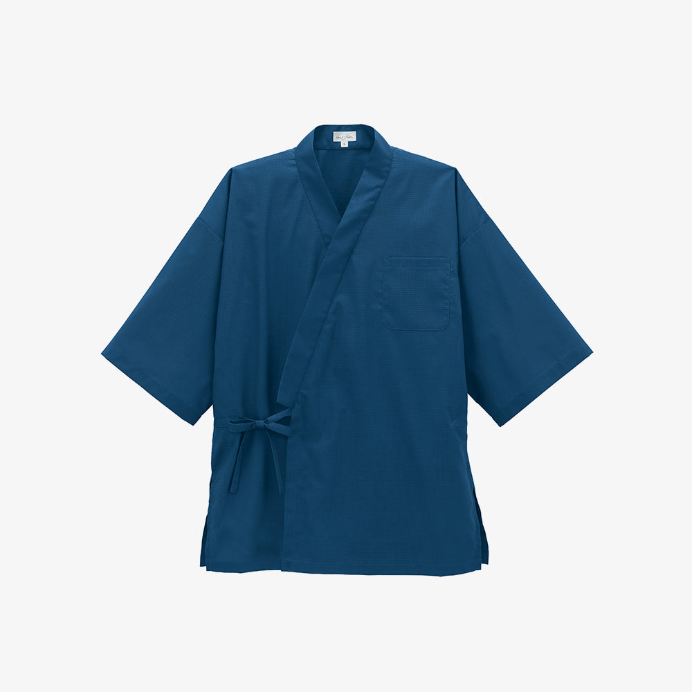 国産本麻(近江麻)裃 上衣のみ 濃い水色 1095 近江ちぢみ本麻作務衣 No.96 中紺 | 作務衣・甚平通販 和粋庵