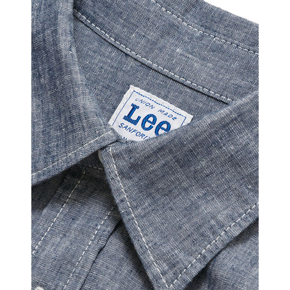 Leeメンズシャンブレー七分袖シャツ
